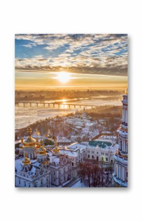 Orange sunset and cloud over cityscape Kiev, Ukraine, Europe