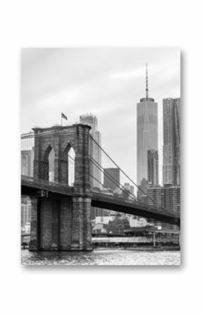 Most Brooklyński i Manhattan linia horyzontu w czarny i biały, Miasto Nowy Jork, usa.