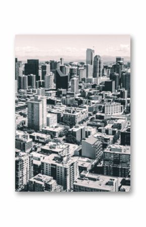 Black and White Seattle Waterfront Aerial Panorama