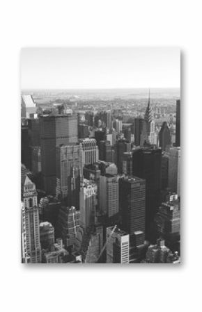 black and white view of Manhattan buildings, New York City, USA