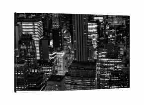 New York, New York, USA night skyline, view from the Empire State building in Manhattan, night skyline of New York black and white photography