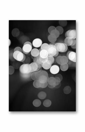 Night city street lights bokeh background, black and white