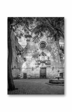 Streets of Barcelona. Sant Felip Neri square. in black and white. fine art