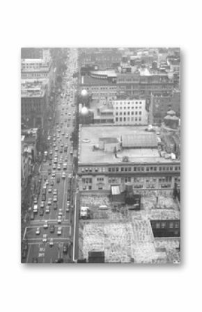 Manhattan seen from above in black and white