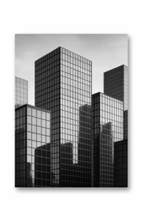 Monochrome Urban Skyline Featuring Reflective Glass Facades