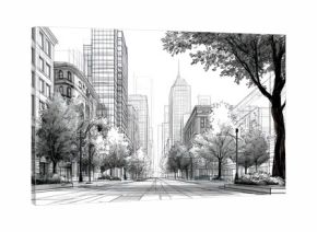 Urban sketch of a city street