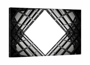 Abstract architecture black and white building looking up at sky square geometric design pattern