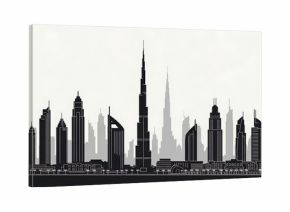 Dubai Cityscape Silhouette: Iconic Skyscrapers and Modern Architectural Design