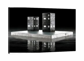 black and white city