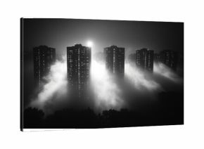  silhouette of a city in black and white