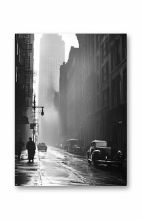 Vintage black and white photography of city streets
