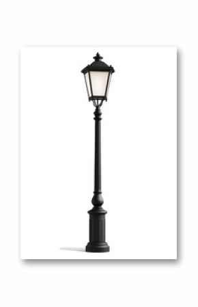 a black lamp post with a white light