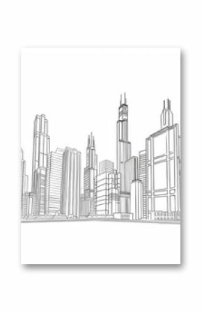 A city skyline with tall buildings and a river running through it