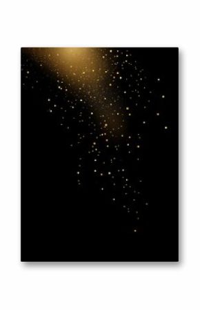 Abstract background of golden ray of light with dust and sparkles, luxury minimalist design banner
