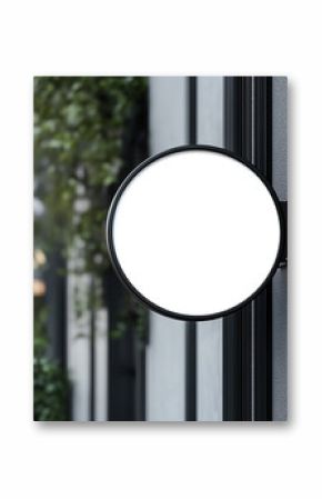 Mockup hanging sign, signage, lightbox. Poster city box, projecting blade sign. Template signage advertising citylight. Mockup outside signage, city light box, hanging sign. Realistic style photo