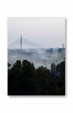 moody smoky city view with copyspace