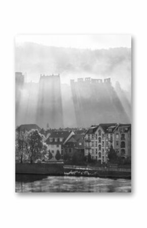 Heidelberg castle panorama in black and white