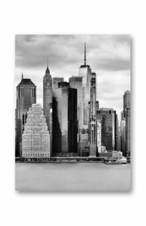 New York City downtown skyline panoramic black and white view