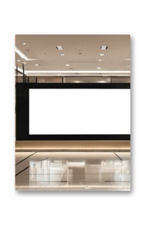 Mockup with blurred background in shopping centre gallery, digital media blank black and white screen modern panel signboard for advertisement design, digital kiosk