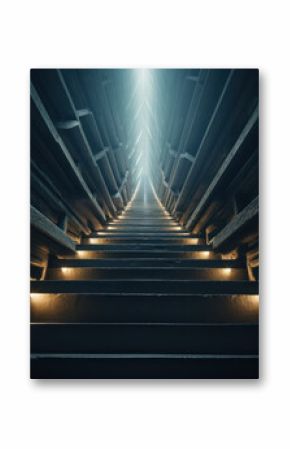A visual paradox of a staircase leading both up and down simultaneously, creating a sense of perpetual ascent and descent. Generative Ai.