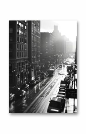 A black and white photo capturing the essence of a city street