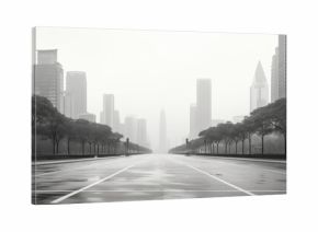 A black and white photo of a city street, suitable for urban themes