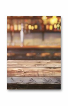 Panoramic table wood dinning bar modern desk top on blur shop city white night light background pub wine party scene Tabletop black wooden banner texture shelf bar in luxury restaurant : Generative AI