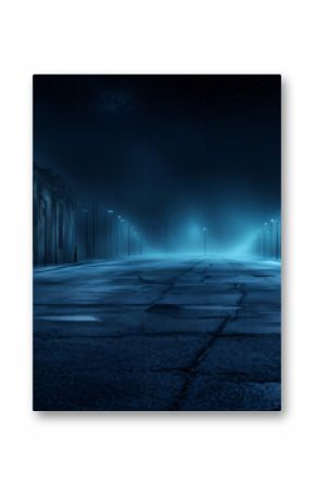 Road background in blue and black tones at night 