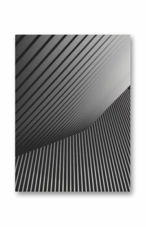 A black and white photo of a building with a lot of lines