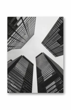 modern skyscraper buildings in black and white, low angle perspective Generative AI