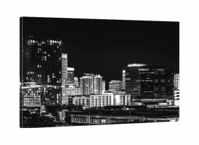 Salt Lake City Skyline, Skyscrapers, and Buildings in Utah, USA: A tranquil metropolitan modern cityscape of The Crossroads of the West illuminated by lights
