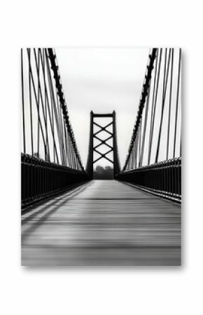 A stunning black and white photograph of a bridge, showcasing its architectural details and perspective lines.