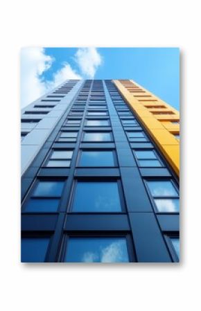 Modern Building Facade with White, Black, and Yellow Panels