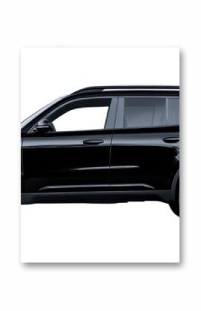 black SUV car isolated on a transparent or a white background, cut out, PNG