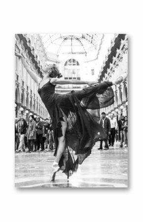 Gorgeous classical dancer performing in Milan black and white