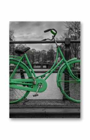 Green bike black and white background