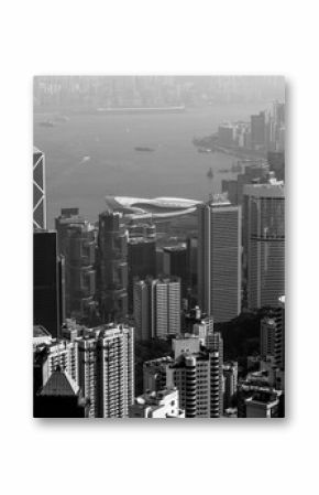 Hong Kong city view in black and white