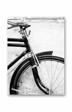 Black and white photo of vintage bicycle - film grain filter effect styles