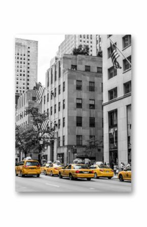 New York City Taxi Streets USA Big Apple Skyline american flag black white yellow