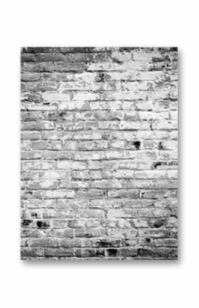 Old brick wall background. Black and white grunge texture.