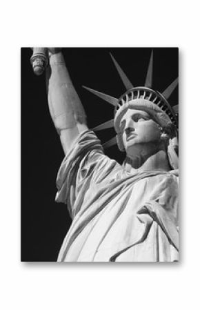 Statue of Liberty, black and white with black sky in New York