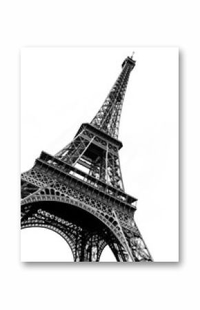Tour Eiffel in black and white silhouetted against a plain white background.