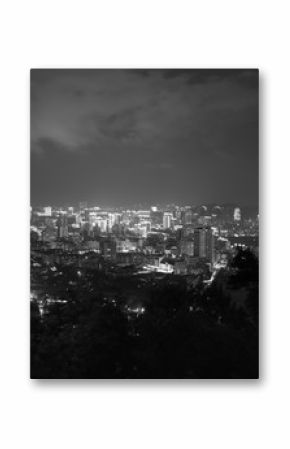 Panoramic night view of Sanya city on Hainan Island in China - black and white