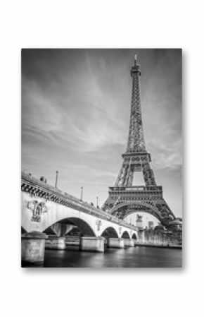 Iena bridge and Eiffel tower, black and white photogrpahy, Paris France