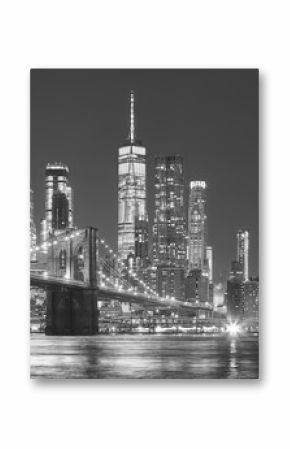 Most Brooklyński i Manhattan linia horyzontu przy nocą, Miasto Nowy Jork, usa.