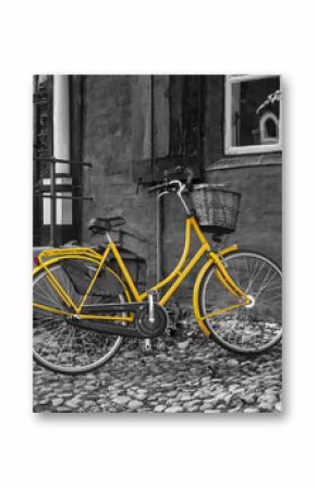 Yellow bike on B/W back