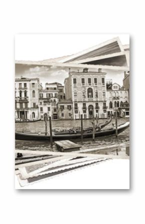 Stack of old vintage photos in Venice Italy