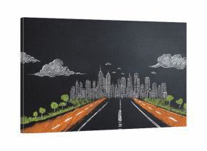 Cityscape road chalk drawing