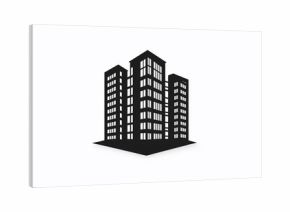 Modern Cityscape Silhouette: Black Buildings on a White Background