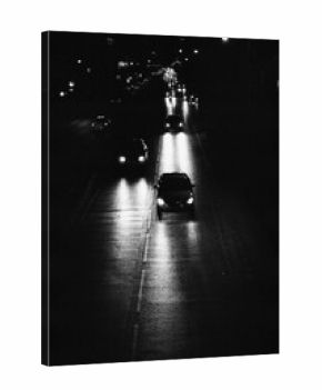 35mm film Bangkok street at night in Black and White 